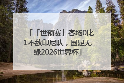 「世预赛」客场0比1不敌印尼队，国足无缘2026世界杯