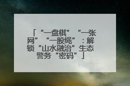 “一盘棋”“一张网”“一股绳”：解锁“山水融治”生态警务“密码”
