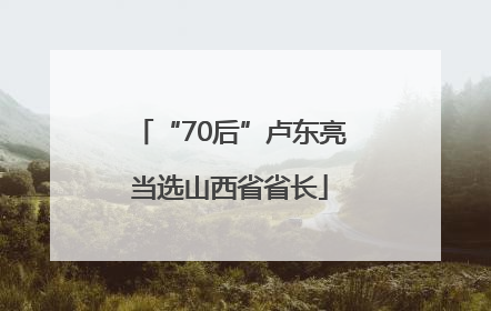 “70后”卢东亮当选山西省省长