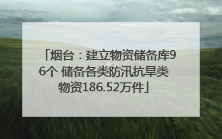 烟台：建立物资储备库96个 储备各类防汛抗旱类物资186.52万件