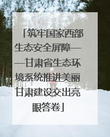 筑牢国家西部生态安全屏障——甘肃省生态环境系统推进美丽甘肃建设交出亮眼答卷