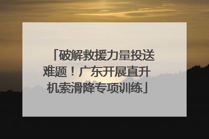 破解救援力量投送难题！广东开展直升机索滑降专项训练