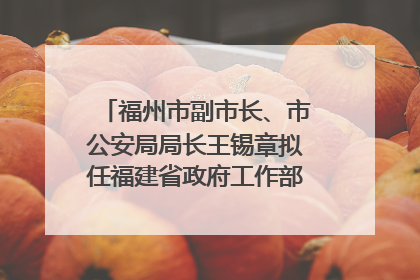 福州市副市长、市公安局局长王锡章拟任福建省政府工作部门正厅长级职务
