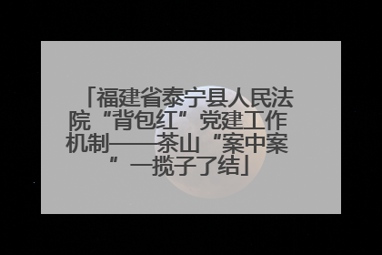 福建省泰宁县人民法院“背包红”党建工作机制——茶山“案中案”一揽子了结