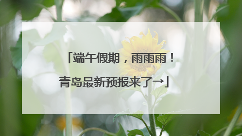 端午假期，雨雨雨！青岛最新预报来了→