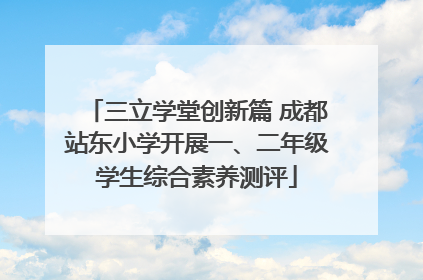 三立学堂创新篇 成都站东小学开展一、二年级学生综合素养测评