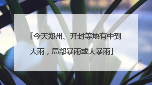 今天郑州、开封等地有中到大雨，局部暴雨或大暴雨