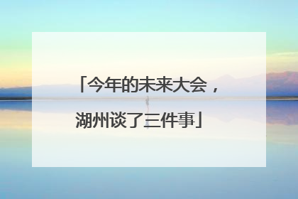 今年的未来大会，湖州谈了三件事