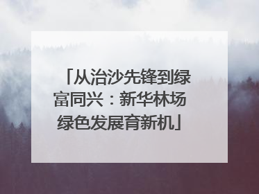 从治沙先锋到绿富同兴：新华林场绿色发展育新机