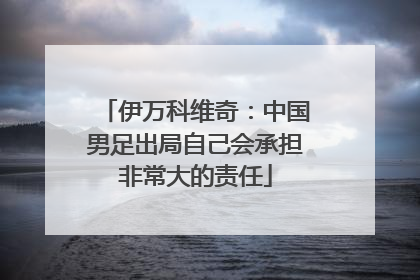 伊万科维奇：中国男足出局自己会承担非常大的责任