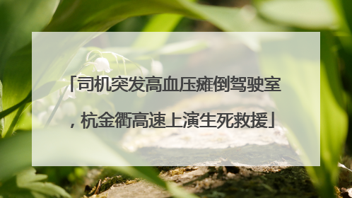 司机突发高血压瘫倒驾驶室，杭金衢高速上演生死救援