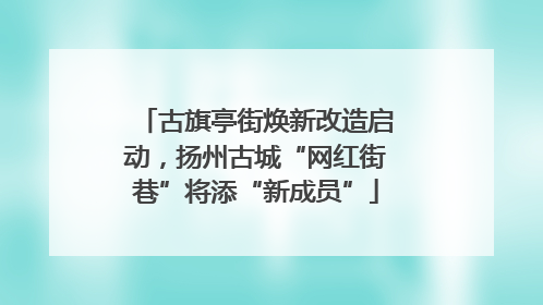 古旗亭街焕新改造启动，扬州古城“网红街巷”将添“新成员”