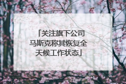 关注旗下公司 马斯克称其恢复全天候工作状态