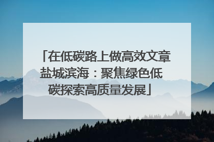 在低碳路上做高效文章 盐城滨海：聚焦绿色低碳探索高质量发展