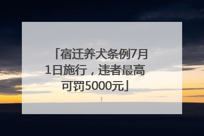 宿迁养犬条例7月1日施行，违者最高可罚5000元
