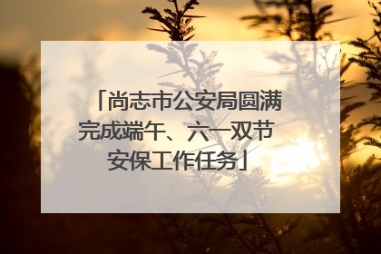 尚志市公安局圆满完成端午、六一双节安保工作任务