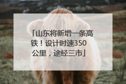 山东将新增一条高铁！设计时速350公里，途经三市