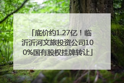 底价约1.27亿！临沂沂河文旅投资公司100%国有股权挂牌转让