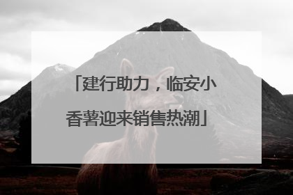 建行助力，临安小香薯迎来销售热潮
