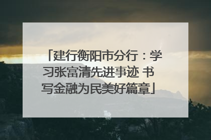 建行衡阳市分行：学习张富清先进事迹 书写金融为民美好篇章