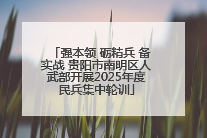 强本领 砺精兵 备实战 贵阳市南明区人武部开展2025年度民兵集中轮训