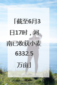 截至6月3日17时，河南已收获小麦6332.5万亩