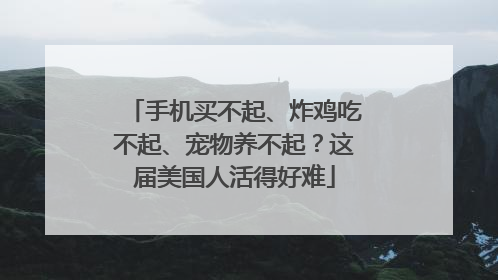 手机买不起、炸鸡吃不起、宠物养不起？这届美国人活得好难