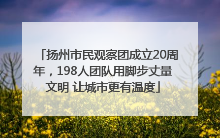 扬州市民观察团成立20周年，198人团队用脚步丈量文明 让城市更有温度