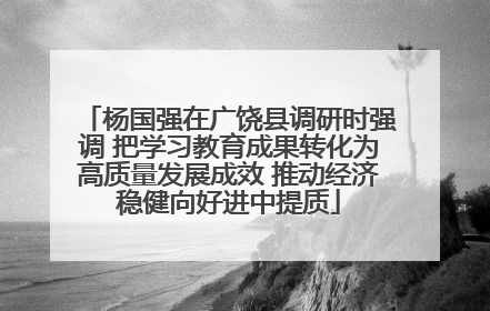 杨国强在广饶县调研时强调 把学习教育成果转化为高质量发展成效 推动经济稳健向好进中提质