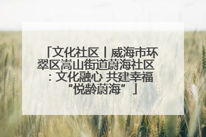 文化社区丨威海市环翠区嵩山街道蔚海社区：文化融心 共建幸福“悦龄蔚海”