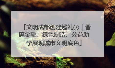文明成都创建巡礼⑦｜普惠金融、绿色制造、公益助学展现城市文明底色