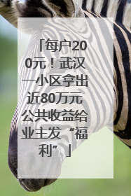 每户200元！武汉一小区拿出近80万元公共收益给业主发“福利”
