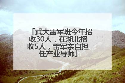 武大雷军班今年招收30人，在湖北招收5人，雷军亲自担任产业导师