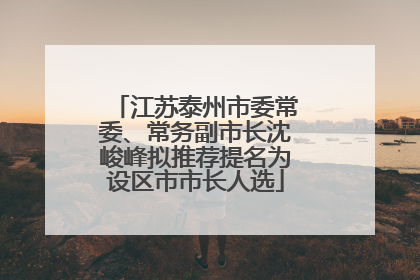 江苏泰州市委常委、常务副市长沈峻峰拟推荐提名为设区市市长人选