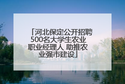 河北保定公开招聘500名大学生农业职业经理人 助推农业强市建设