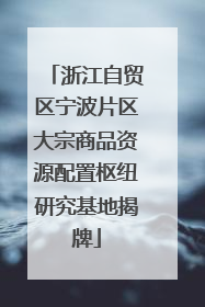 浙江自贸区宁波片区大宗商品资源配置枢纽研究基地揭牌