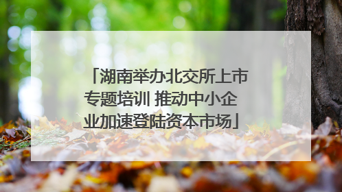 湖南举办北交所上市专题培训 推动中小企业加速登陆资本市场