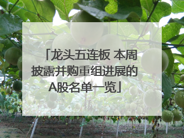 龙头五连板 本周披露并购重组进展的A股名单一览