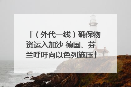 （外代一线）确保物资运入加沙 德国、芬兰呼吁向以色列施压